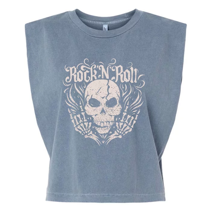 Rock And Roll Skeleton Hand Garment-Dyed Women's Muscle Tee