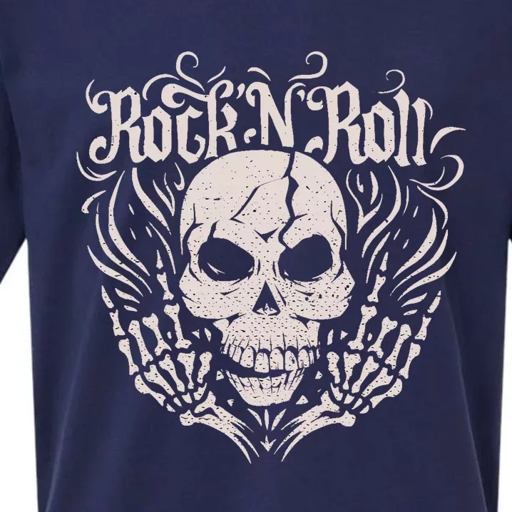 Rock And Roll Skeleton Hand Sueded Cloud Jersey T-Shirt