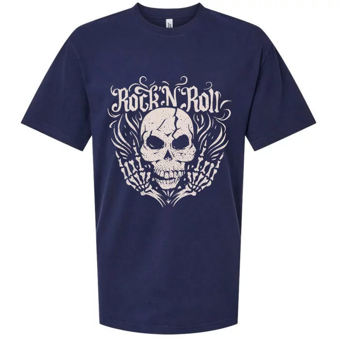 Rock And Roll Skeleton Hand Sueded Cloud Jersey T-Shirt