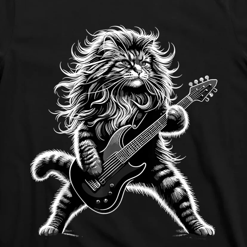 Rock And Roll Cat Playing Guitar T-Shirt