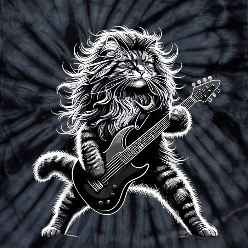 Rock And Roll Cat Playing Guitar Tie-Dye T-Shirt