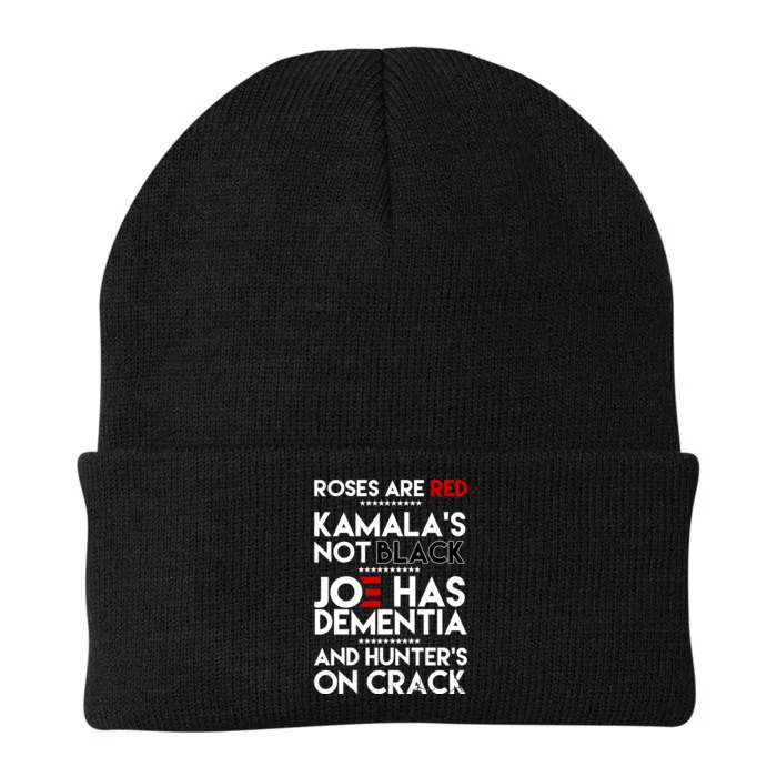 Roses Are Red Kamala's Not Black Joe Has Dementia And Hunters On Crack Knit Cap Winter Beanie