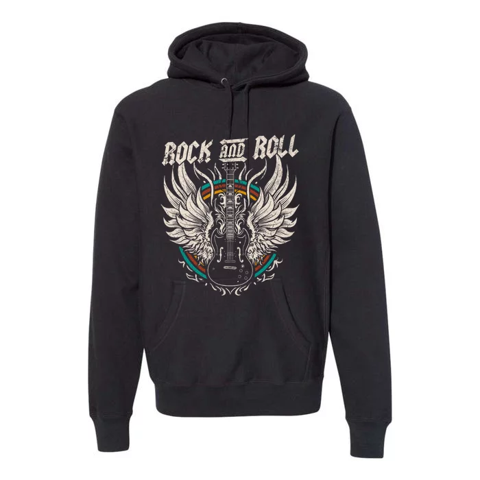 Rock And Roll Guitar Vintage Rock Music Premium Hoodie