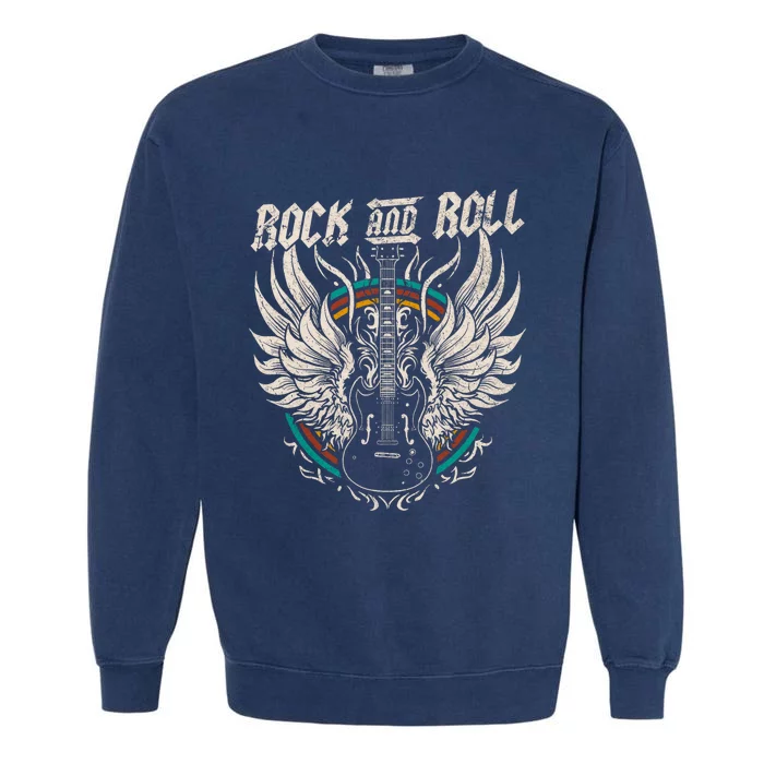 Rock And Roll Guitar Vintage Rock Music Garment-Dyed Sweatshirt