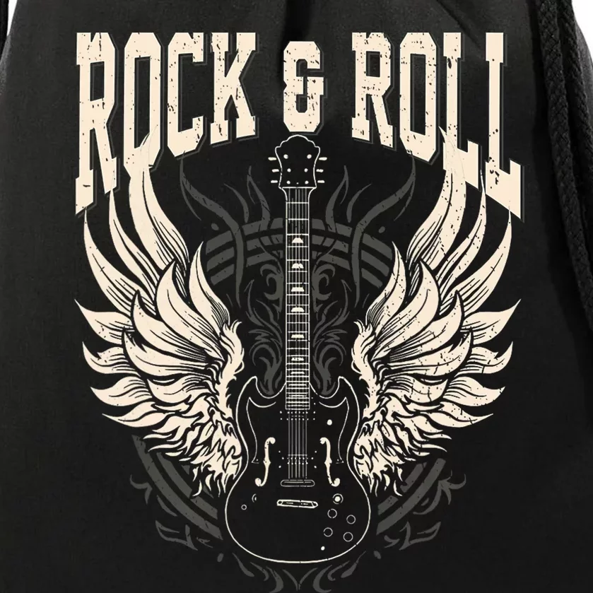 Rock And Roll Lover Gifts Cool Electric Guitar Concert Band Drawstring Bag