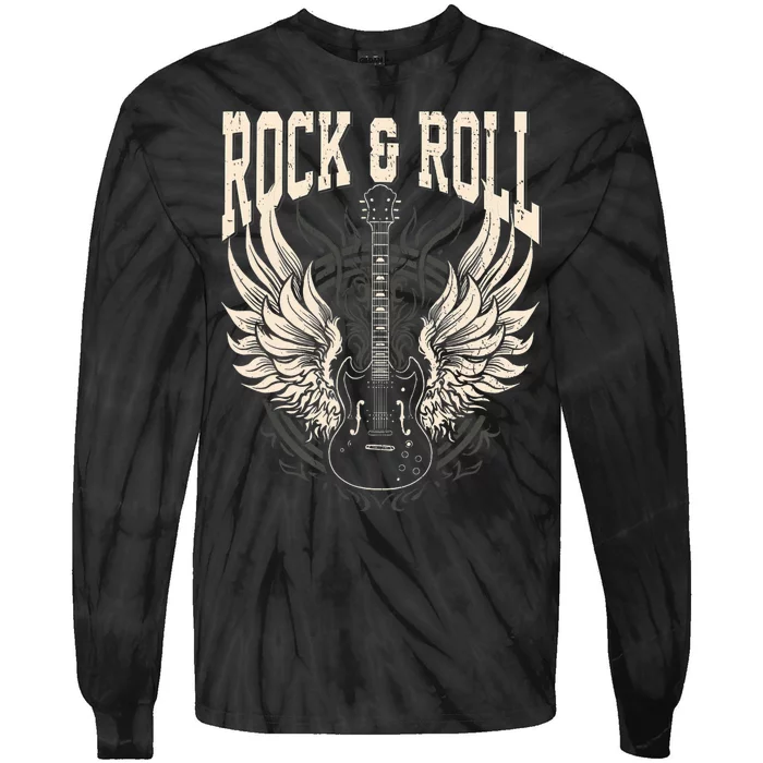 Rock And Roll Lover Gifts Cool Electric Guitar Concert Band Tie-Dye Long Sleeve Shirt