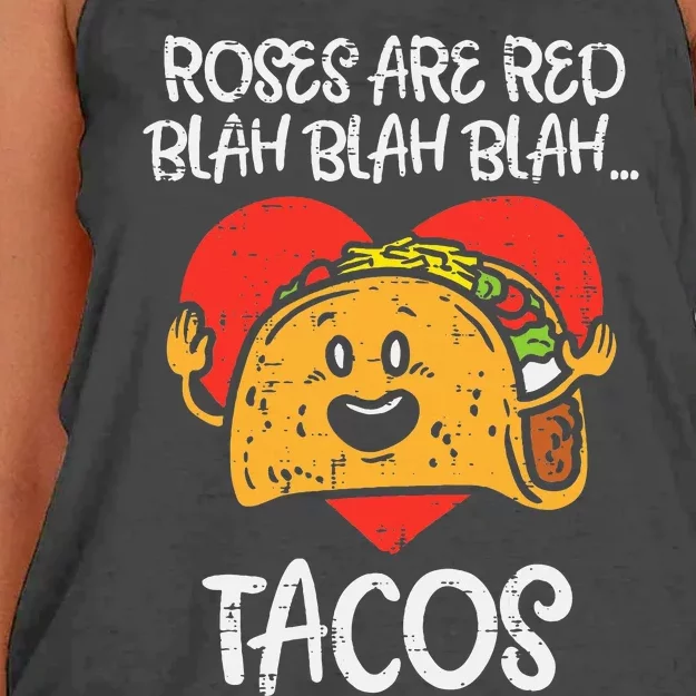 Roses Are Red Blah Tacos Funny Valentine Day Food Lover Gift Women's Knotted Racerback Tank