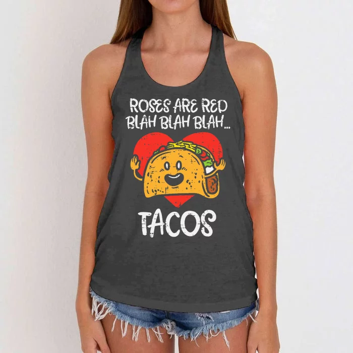 Roses Are Red Blah Tacos Funny Valentine Day Food Lover Gift Women's Knotted Racerback Tank