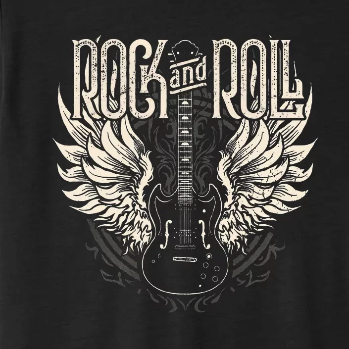 Rock And Roll Electric Guitar Wings Music Concert Guitarist ChromaSoft Performance T-Shirt