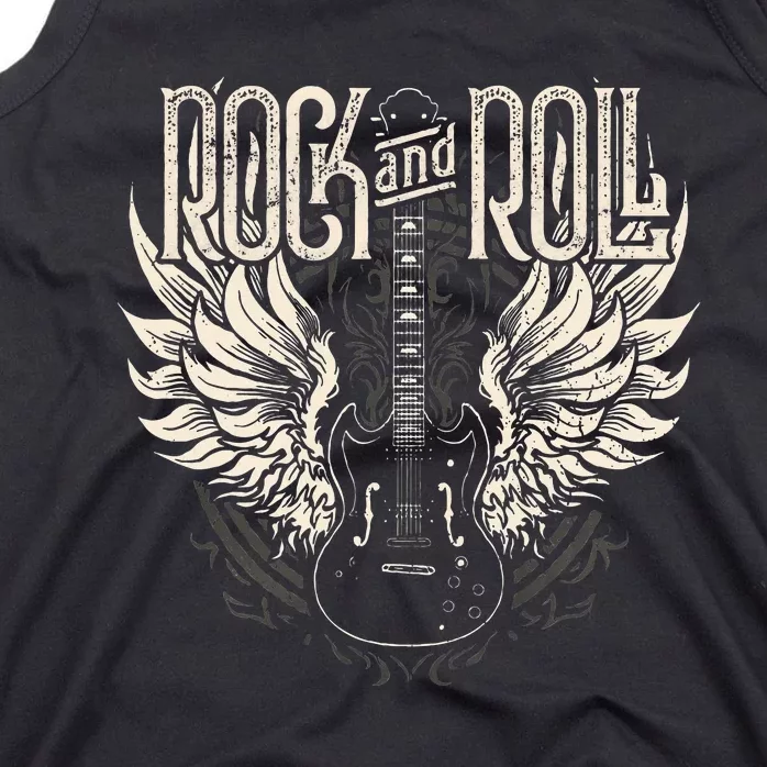 Rock And Roll Electric Guitar Wings Music Concert Guitarist Tank Top