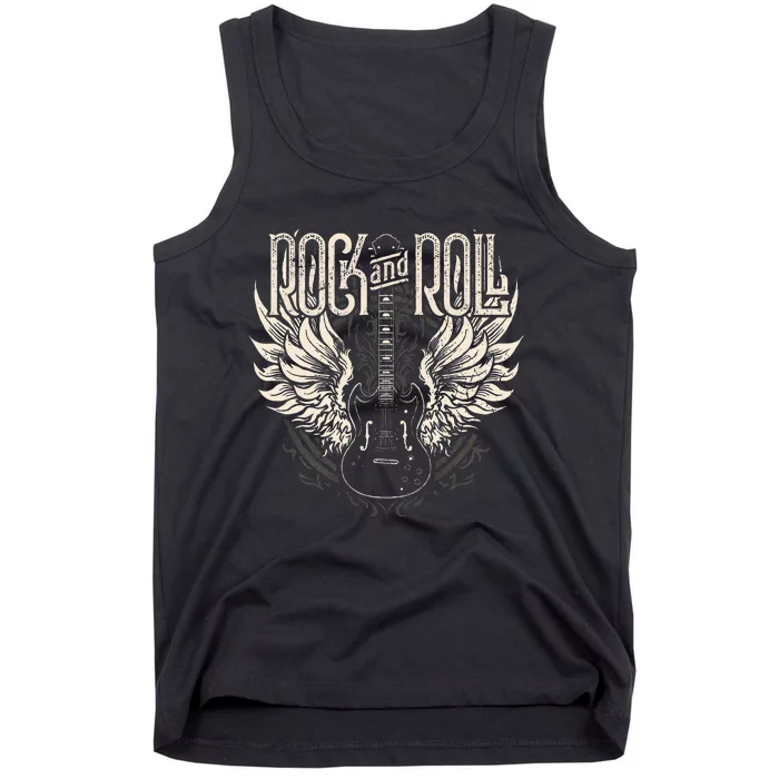 Rock And Roll Electric Guitar Wings Music Concert Guitarist Tank Top