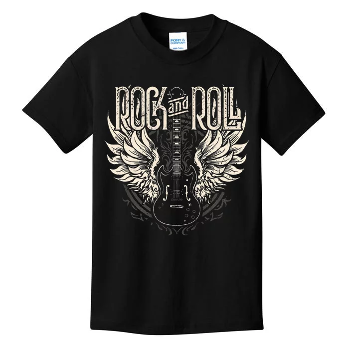 Rock And Roll Electric Guitar Wings Music Concert Guitarist Kids T-Shirt