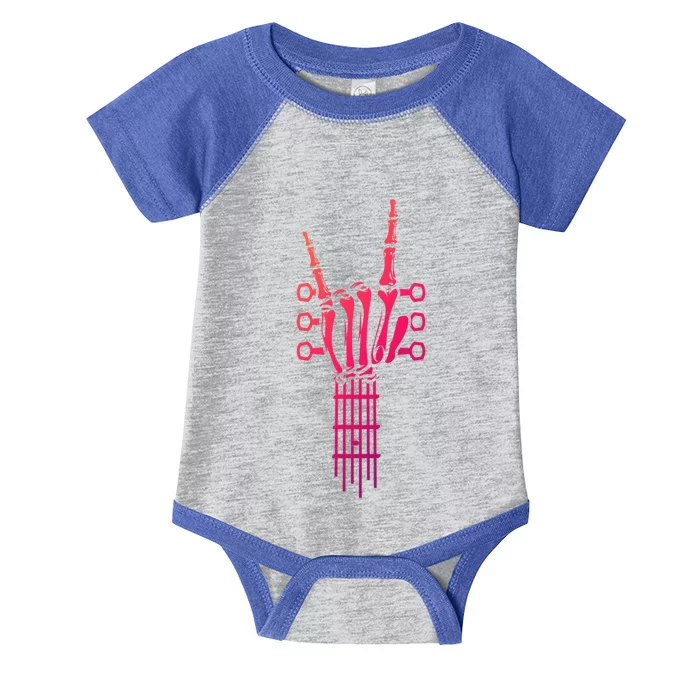 Rock And Roll Rock On Guitar Neck Cool Skeleton Hand Gift Infant Baby Jersey Bodysuit