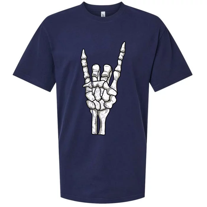 Rock And Roll Skeleton Hand Vintage Halloween Rock And Roll Gift Sueded Cloud Jersey T-Shirt