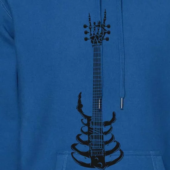 Rock And Roll Skeleton Guitar Music Lover Rockstar Gift Premium Hoodie