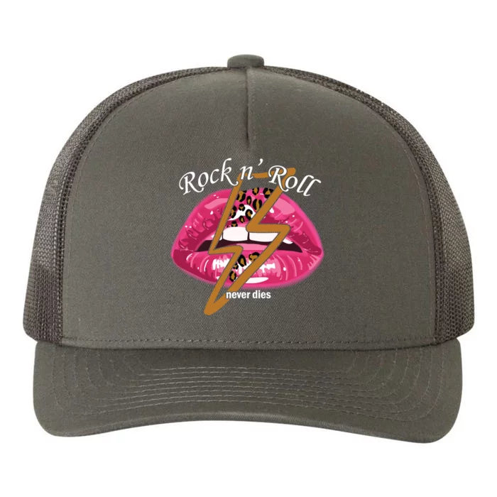 Rock And Roll Never Dies Lips Yupoong Adult 5-Panel Trucker Hat