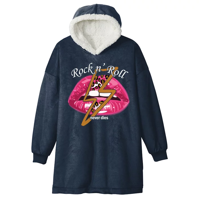 Rock And Roll Never Dies Lips Hooded Wearable Blanket