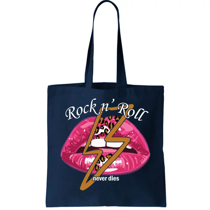 Rock And Roll Never Dies Lips Tote Bag