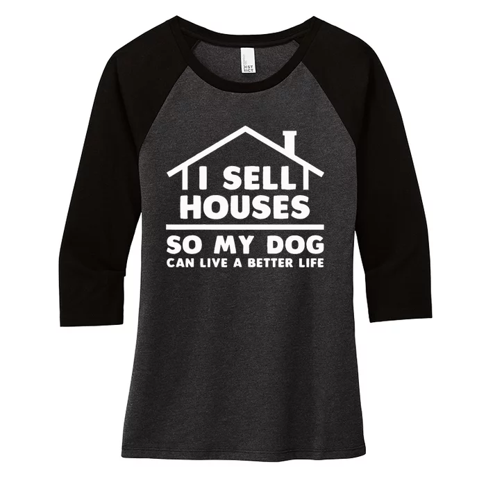 Realtor Art Real Estate House Lovers Women's Tri-Blend 3/4-Sleeve Raglan Shirt