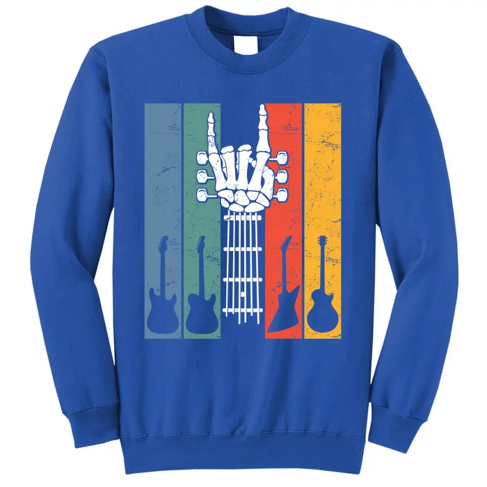 Rock And Roll Guitar Neck Rock On Skeleton Hand Concert Cute Gift Tall Sweatshirt