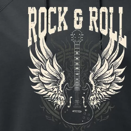 Rock And Roll Lover Gifts Cool Electric Guitar Concert Band Performance Fleece Hoodie