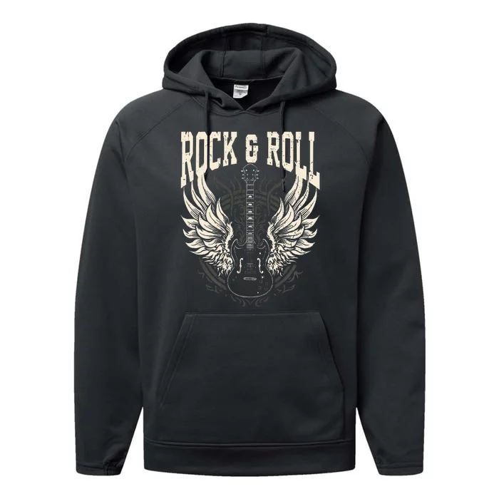 Rock And Roll Lover Gifts Cool Electric Guitar Concert Band Performance Fleece Hoodie