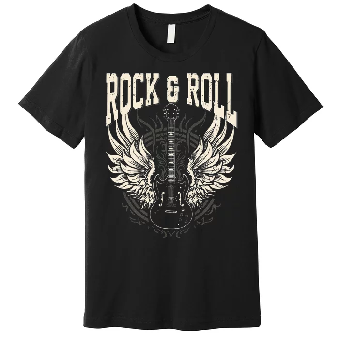 Rock And Roll Lover Gifts Cool Electric Guitar Concert Band Premium T-Shirt