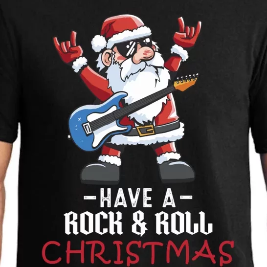 Rock And Roll Guitar Santa Christmas Rock Music Lover Funny Gift Pajama Set