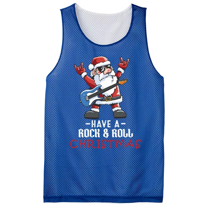 Rock And Roll Guitar Santa Christmas Rock Music Lover Funny Gift Mesh Reversible Basketball Jersey Tank