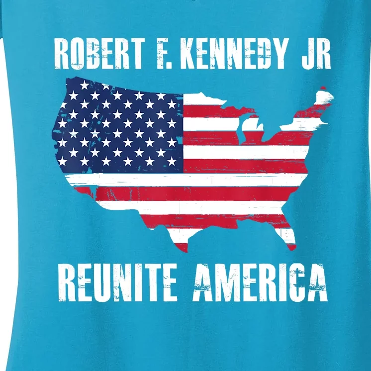 Reunite America RFK Kennedy Democrat President 2024 Women Women's V-Neck T-Shirt