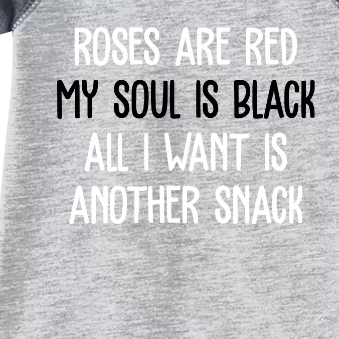 Roses Are Red My Soul Is Black All I Want Is Another Snack Funny Valentines Day Infant Baby Jersey Bodysuit