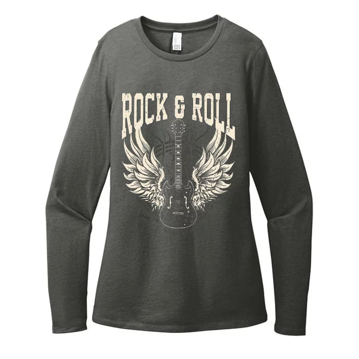 Rock And Roll Lover Gifts Cool Electric Guitar Concert Band Womens CVC Long Sleeve Shirt