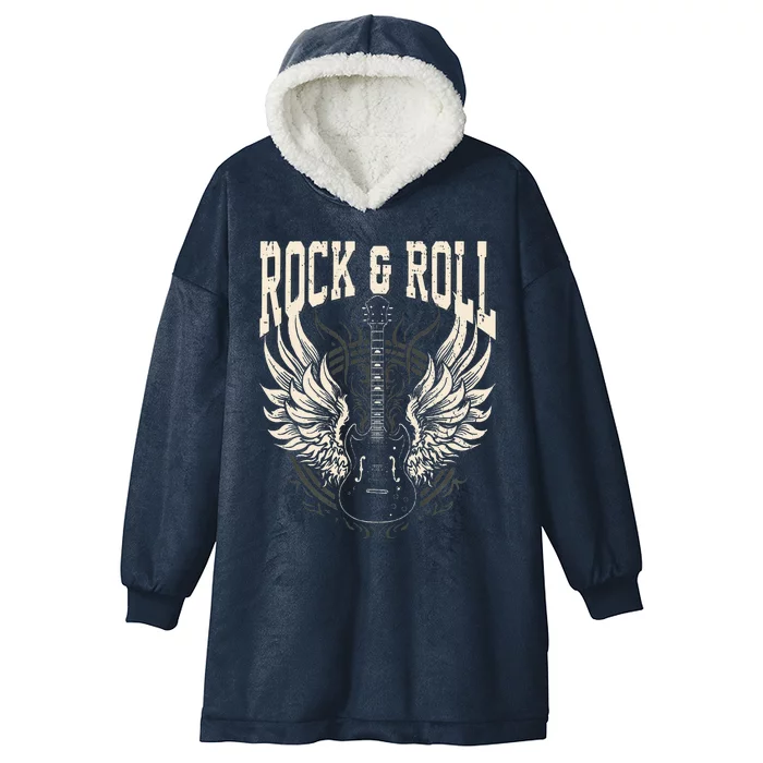 Rock And Roll Lover Gifts Cool Electric Guitar Concert Band Hooded Wearable Blanket