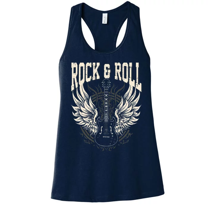 Rock And Roll Lover Gifts Cool Electric Guitar Concert Band Women's Racerback Tank