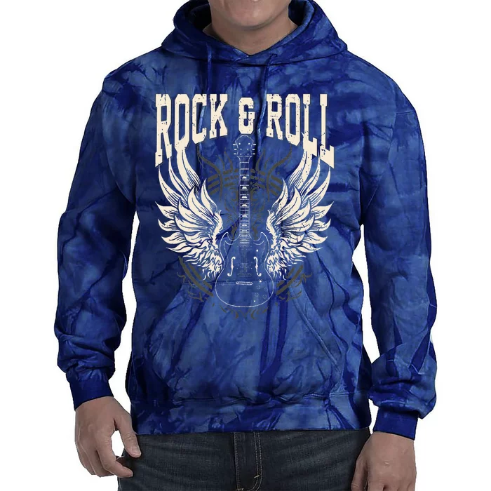 Rock And Roll Lover Gifts Cool Electric Guitar Concert Band Tie Dye Hoodie