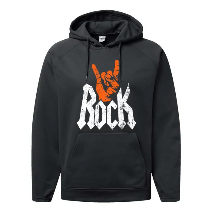 Rock And Roll Rock Music Rock Music Lover Performance Fleece Hoodie