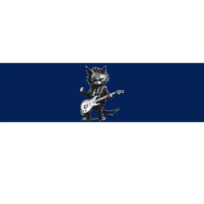 Rock And Roll Cat Guitar Bumper Sticker