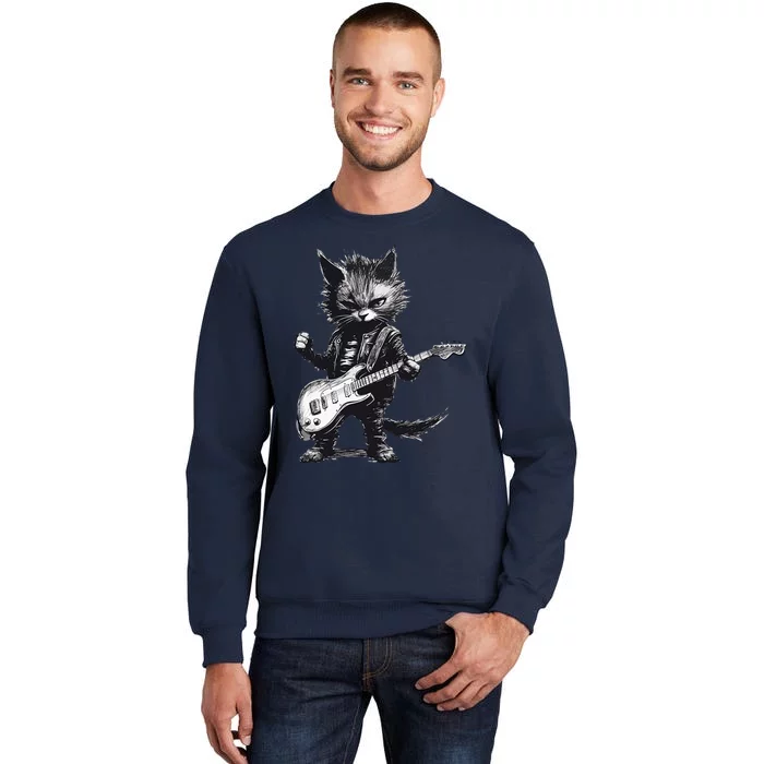 Rock And Roll Cat Guitar Tall Sweatshirt