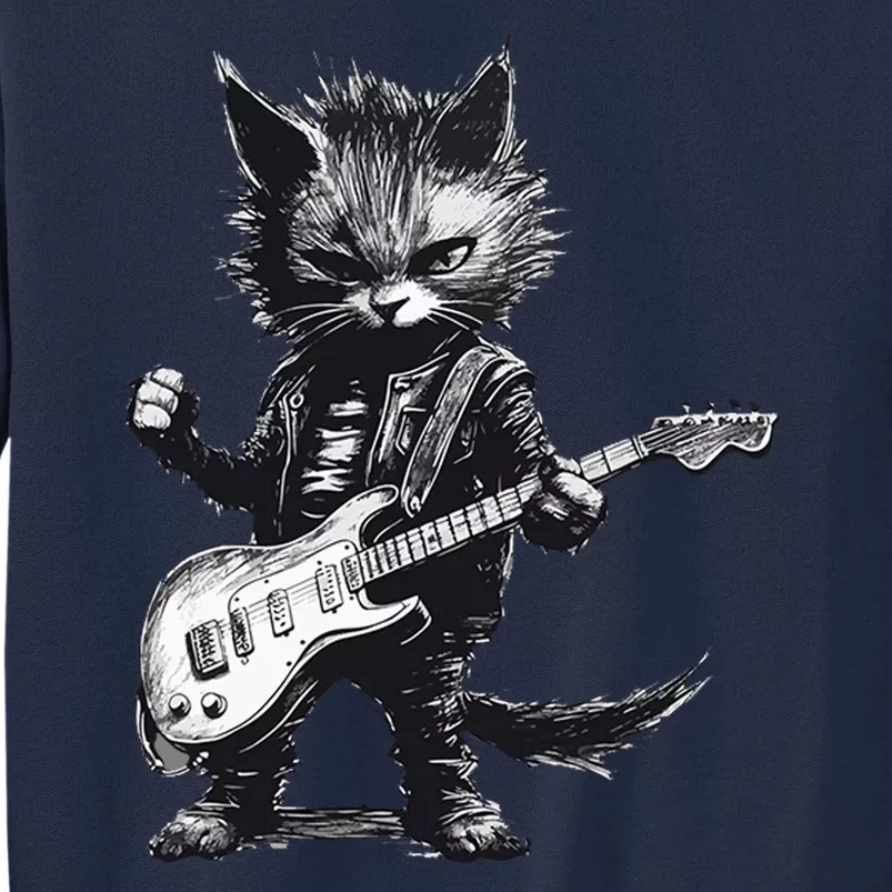 Rock And Roll Cat Guitar Tall Sweatshirt