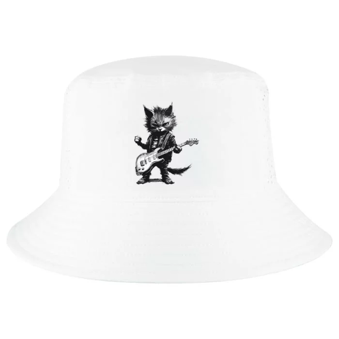 Rock And Roll Cat Guitar Cool Comfort Performance Bucket Hat