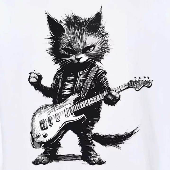 Rock And Roll Cat Guitar Garment-Dyed Sweatshirt