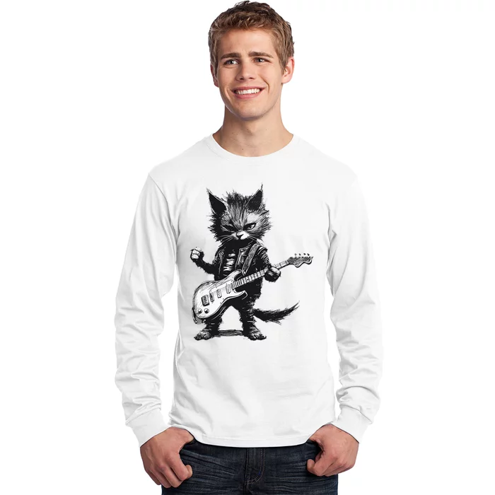 Rock And Roll Cat Guitar Long Sleeve Shirt