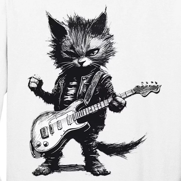 Rock And Roll Cat Guitar Long Sleeve Shirt