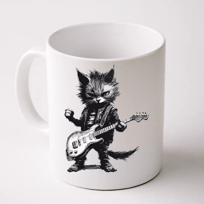 Rock And Roll Cat Guitar Front & Back Coffee Mug