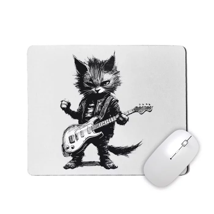 Rock And Roll Cat Guitar Mousepad