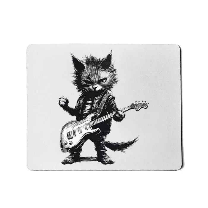 Rock And Roll Cat Guitar Mousepad