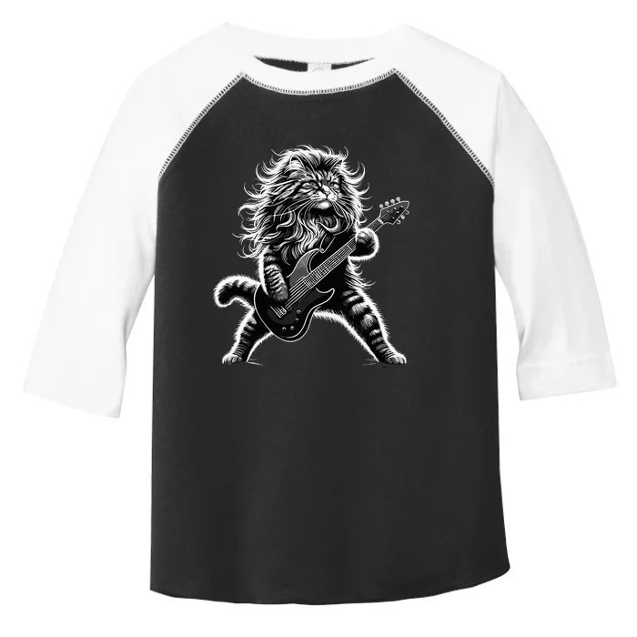 Rock And Roll Cat Playing Guitar Toddler Fine Jersey T-Shirt