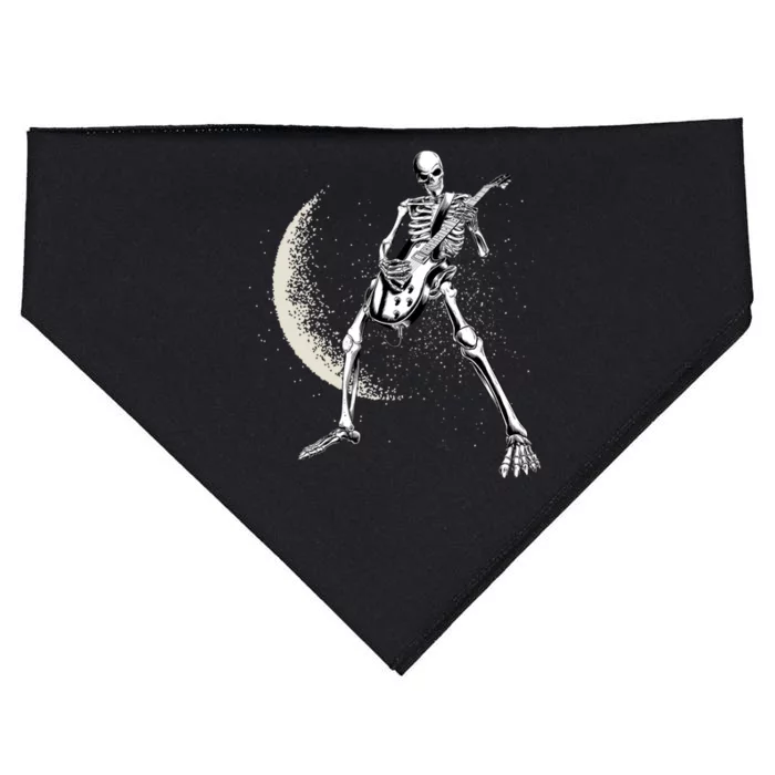 Rock And Roll Skeleton Moon Guitar USA-Made Doggie Bandana