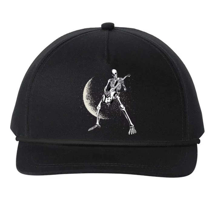 Rock And Roll Skeleton Moon Guitar Snapback Five-Panel Rope Hat