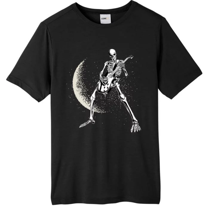 Rock And Roll Skeleton Moon Guitar ChromaSoft Performance T-Shirt